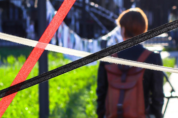 A girl back over with colored ribbons.Everyone has the right to choose.