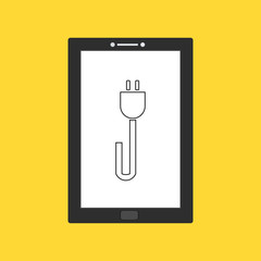 design warning charging icon with tablet smartphone. flat illustration of Power plug vector icon for web
