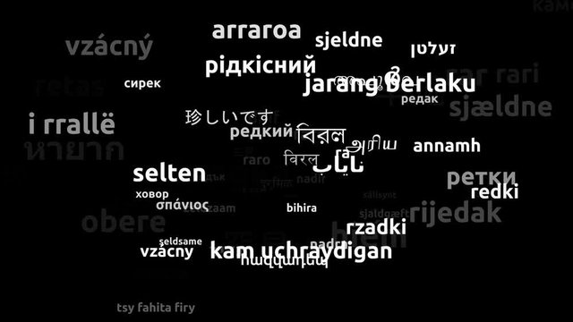 Rare Translated in 69 Worldwide Languages Endless Looping 3d Zooming Wordcloud Mask