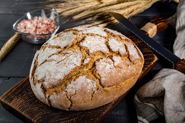 A loaf of fresh country bread.