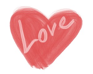 Watercolor hand drawn heart. Digital illustration. Valentine’s Day greeting card.
