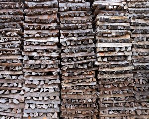 closeup of pile of firewood