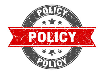 Fototapeta premium policy round stamp with red ribbon. policy