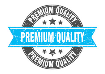 premium quality round stamp with turquoise ribbon. premium quality