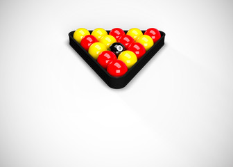 English Pool Billiards Balls Rack Triangle Table Set Up 3D Render