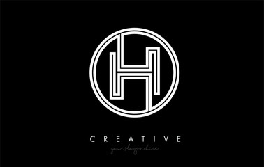 Obraz premium H Letter Icon Logo Design With Monogram Creative Look. Letter Circle Line Design Vector Illustration.