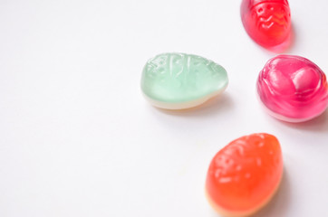 Easter jelly eggs isolated on white background