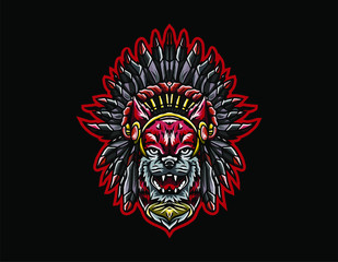 Fototapeta premium The Awesome Illustration Wolf logo mascot vector