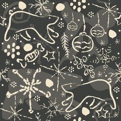 Seamless Winter Pattern with cute hand drawn elements.