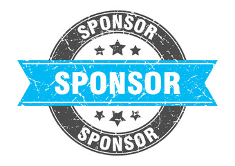 sponsor round stamp with turquoise ribbon. sponsor
