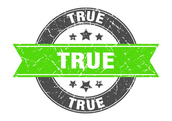 Fototapeta premium true round stamp with green ribbon. true