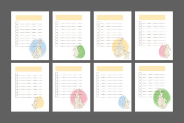 Naklejka premium Easter family planner template. Notebook pages