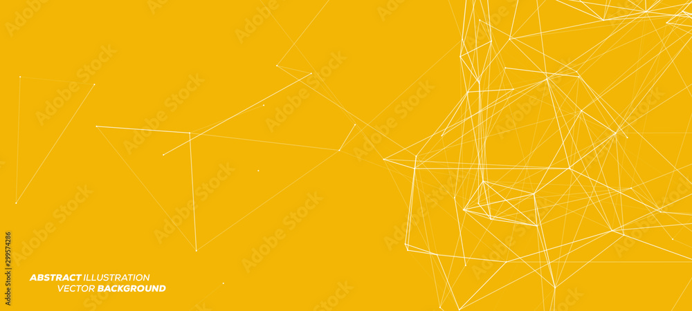 Aufkleber 3d white abstract mesh on yellow background with circles, lines and shapes | eps10 design layout for