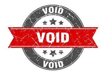 void round stamp with red ribbon. void
