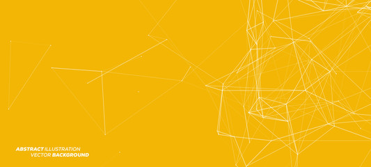 3D White Abstract Mesh on Yellow Background with Circles, Lines and Shapes | EPS10 Design Layout for Your Business