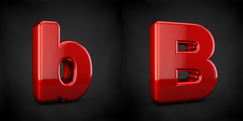 Red letter B isolated on black background
