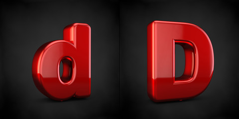 Red letter D isolated on black background
