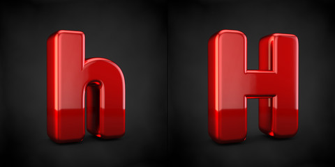 Red letter H isolated on black background