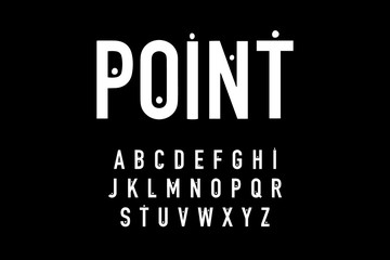 Point hand drawn vector type font in cartoon comic style black white contrast