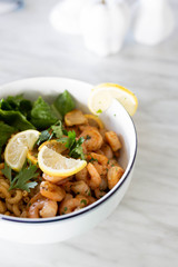 Elbow Macaroni with Shrimp and Salad