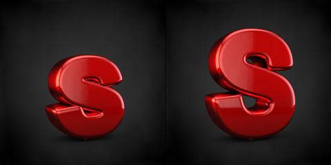 Red letter S isolated on black background