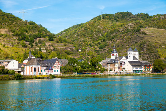View of the small town Treis-Karden on the Moselle. Rhineland-Palatinate, Germany, Europe