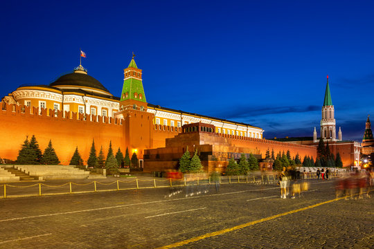 Lenin's Mausoleum at dusk, Moscow