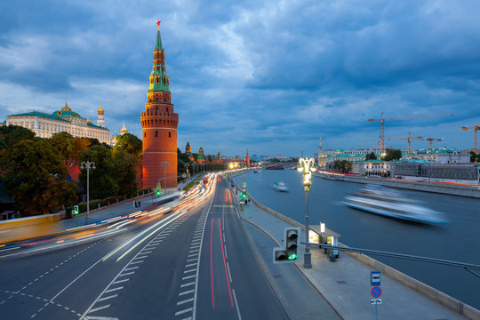 Dusk view of the Moscow Kremlin, Russia