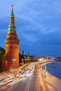 Dusk view of the Moscow Kremlin, Russia