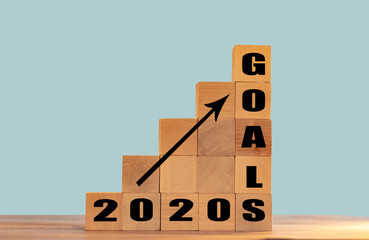 2020 Goals on wooden blocks