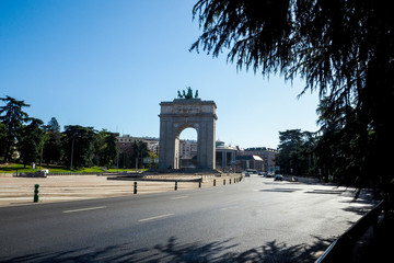 Fototapeta na wymiar Madrid Victory Arch in La Moncloa, Madrid, Spain