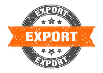 export round stamp with orange ribbon. export