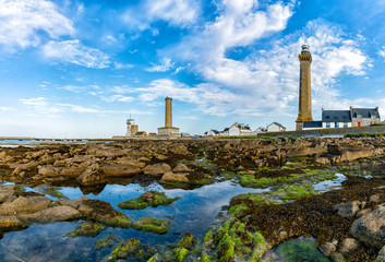 Obraz premium Eckmuhl ligthhouse in Penmarch on the coast of Brittany