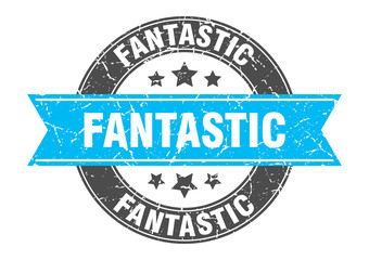 Obraz premium fantastic round stamp with turquoise ribbon. fantastic