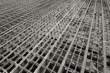 Metal grate as the floor of a old bridge