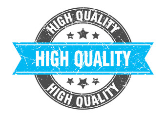 high quality round stamp with turquoise ribbon. high quality