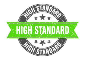 high standard round stamp with green ribbon. high standard
