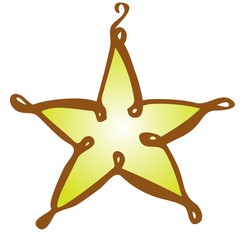 Christmas toy star on a white background hand draw isolated Vector illustration for happy new year