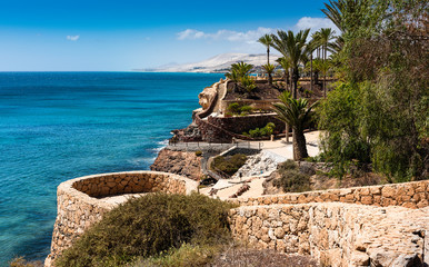 The coast of the spanish island of Fuerteventura at the resort of Costa Calma