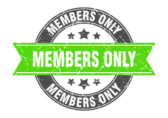 Fototapeta premium members only round stamp with green ribbon. members only