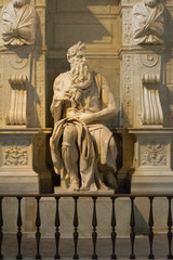 Fototapeta na wymiar Moses by Michelangelo in the church of San Pietro in Vincoli in the city of Rome