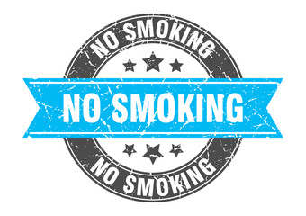 Obraz premium no smoking round stamp with turquoise ribbon. no smoking
