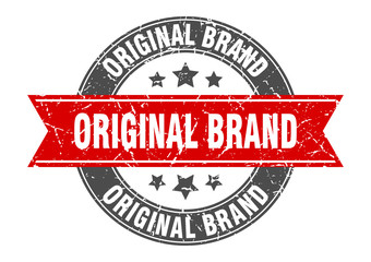 original brand round stamp with red ribbon. original brand