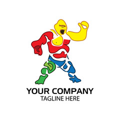 Colorful gorilla logo. flat design. Gorilla silhouette. Vector Illustration on white background