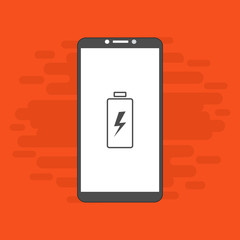Battery charging smartphone flat icon. Battery level indicator. Status. Battery icon. Electric battery vector