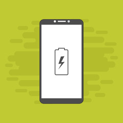 Battery charging smartphone flat icon. Battery level indicator. Status. Battery icon. Electric battery vector