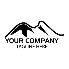 Mountain line stock icon, Line mountain logo, flat design