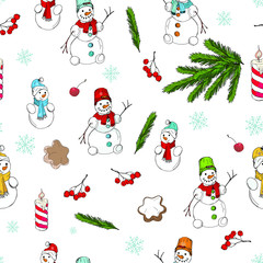 seamless background festive set of vector isolated elements for new year and Christmas decoration