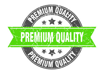 premium quality round stamp with green ribbon. premium quality