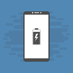 smartphone with battery charger icon vector logo
